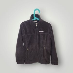 Columbia Black Fleece Jacket with High Collar and Lightweight Design